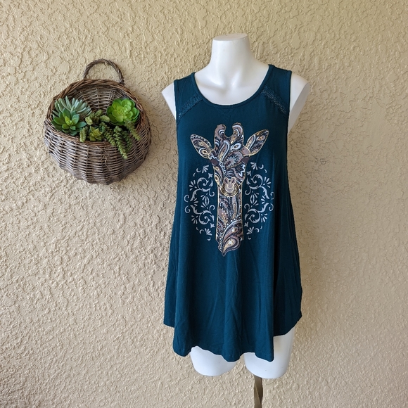 torrid Tops - SUPER SOFT TEAL PAISLEY GIRAFFE TANK size 00